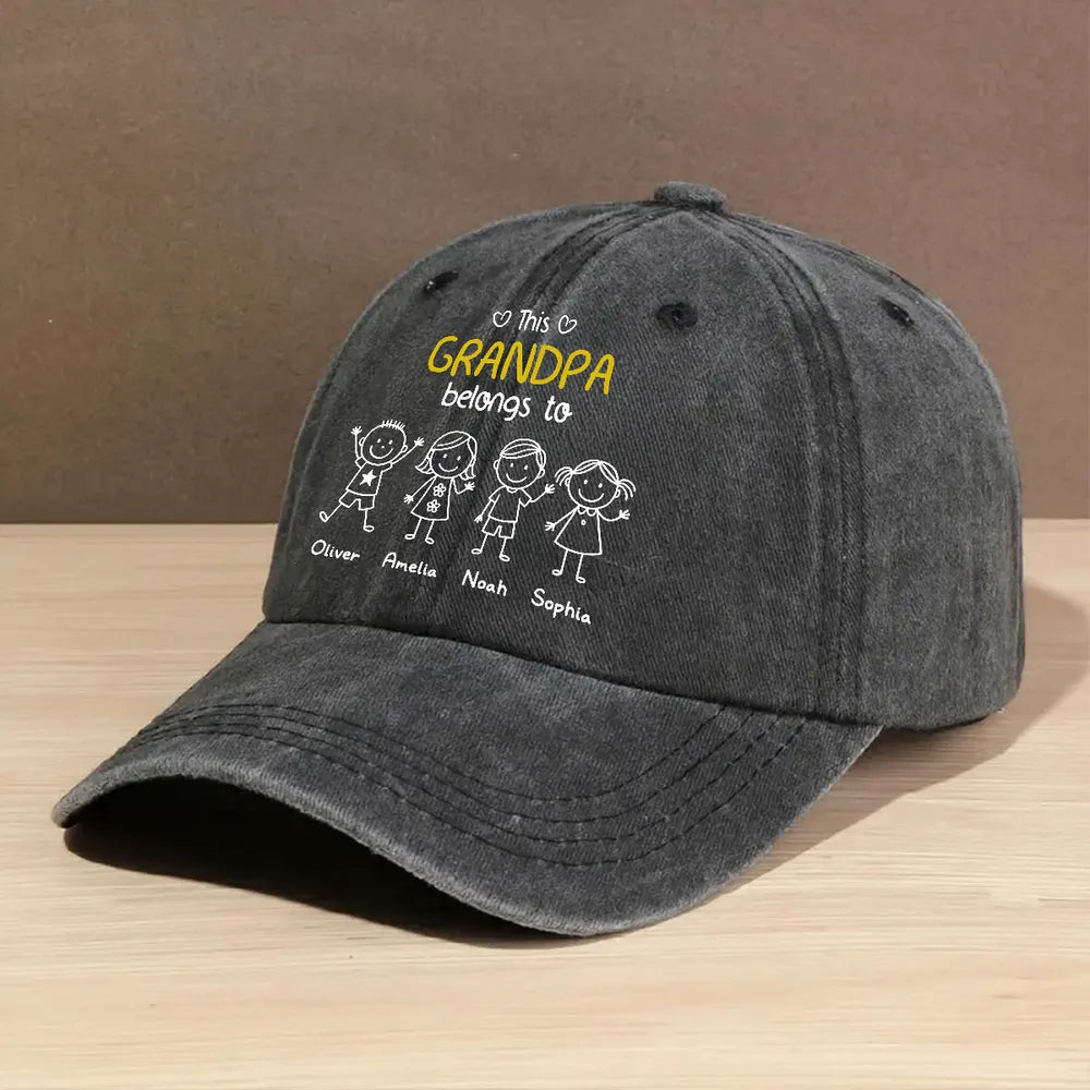 This Grandpa Belongs to Hat, Grandpa Hat With Grandkids Names, Fathers Day Gift For Grandpa  512525