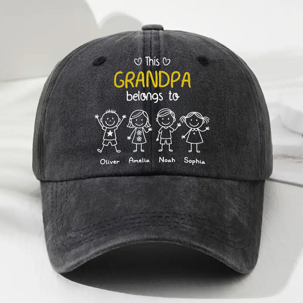 This Grandpa Belongs to Hat, Grandpa Hat With Grandkids Names, Fathers Day Gift For Grandpa  512525