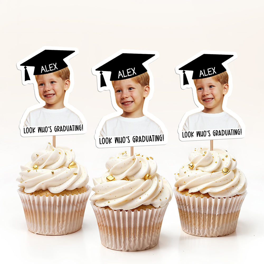 Custom Photo Look Who's Graduating Cupcake Toppers LM32 897703