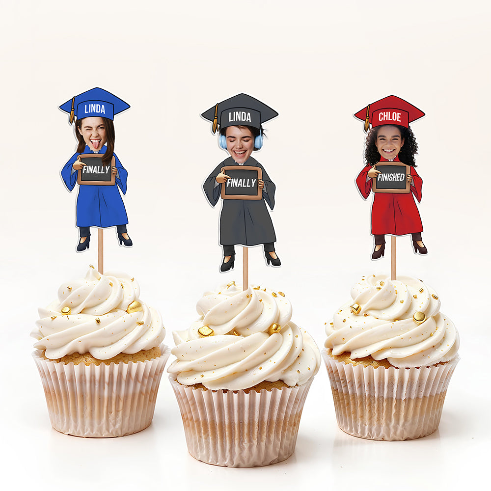 Custom Funny Face Finished Graduate Physical Cupcake Toppers – Class of 2026 Party Decor HO82 901338