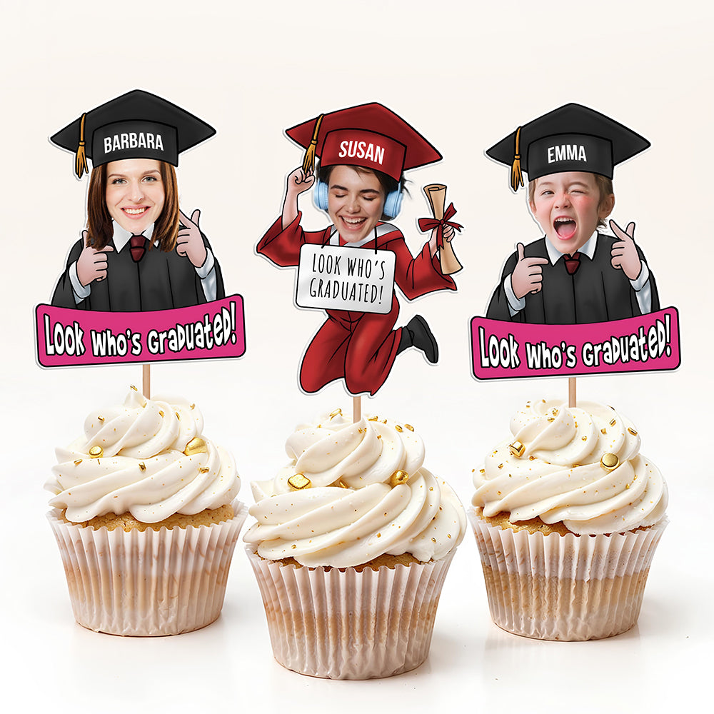 Custom Graduation Photo Look Who's Graduated Cupcake Topper HO82 901388