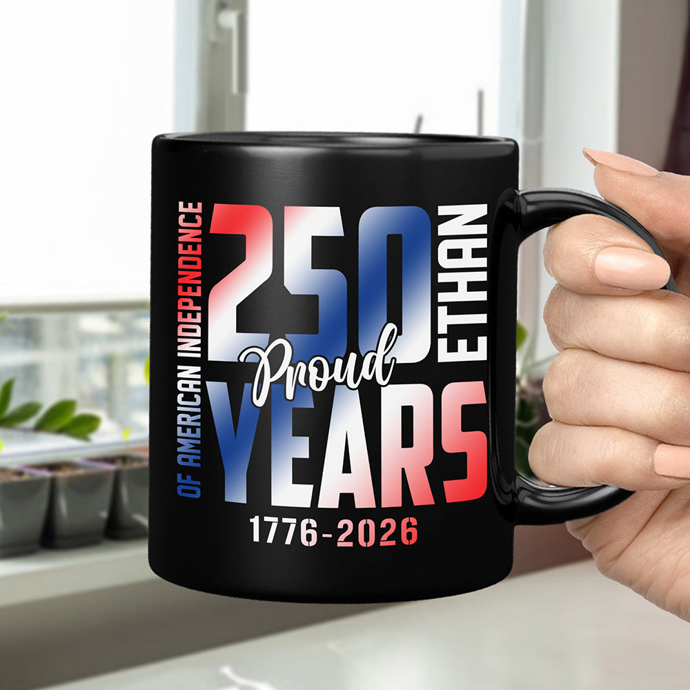 Custom Name 250 Years of American Independence Patriot Black Mug LM32 895149