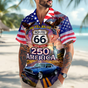 Celebrate 100 Years of Road Route 66 and America 250th Anniversary Custom Car Photo Hawaiian Shirt CH07 910378