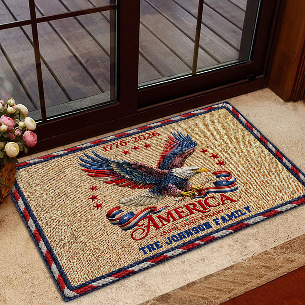 Custom Family Name American Eagle 250th Anniversary 1776–2026 Doormat HO82 901586