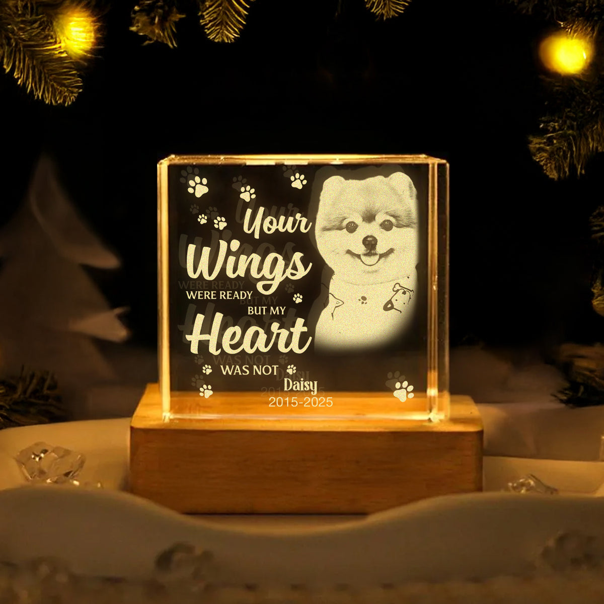 Custom Photo Dog Memorial Engraved Crystal Photo With Light TH10 898177