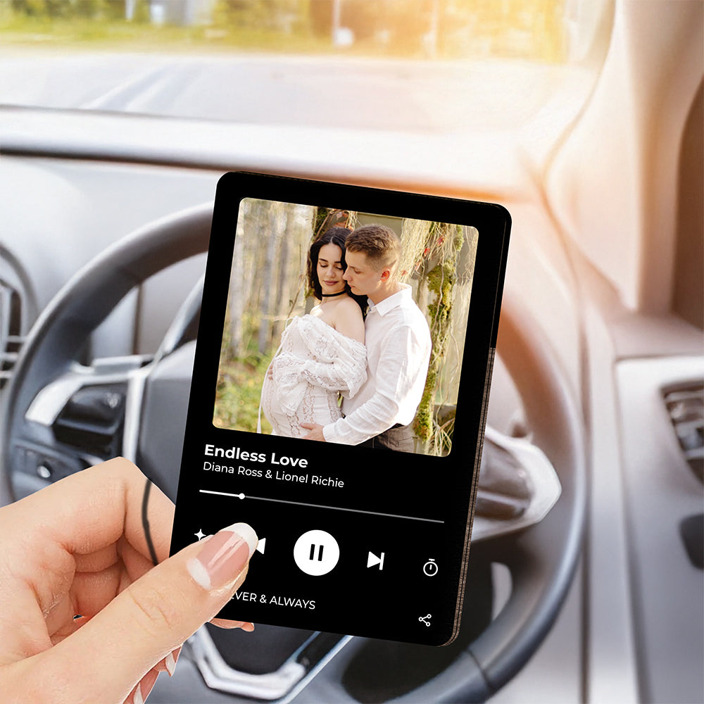 Personalized  Music Photo Couple Gift Wooden Photo Car Visor Clip HA75 898936