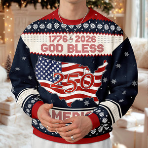 1776 - 2026 God Bless America 250 Ugly Sweater Christmas Gift HA75 897968