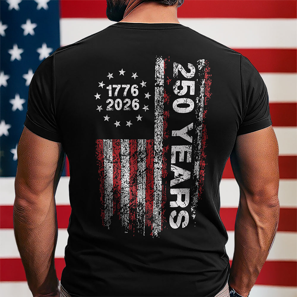 America 250th Birthday US Flag 250 Years We The People Back Side Dark Shirt HA75 897382