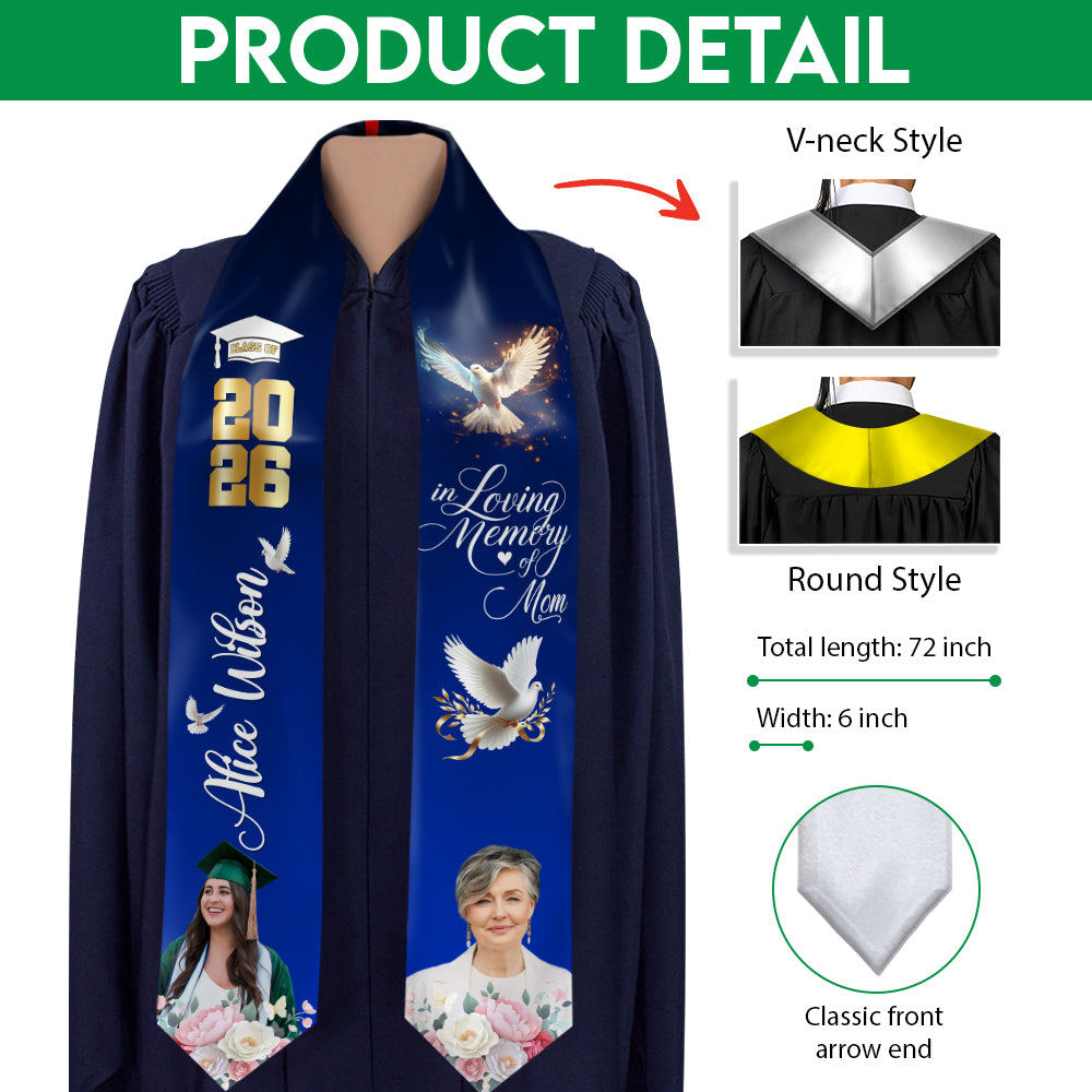 Custom Photo In Loving Memory Of Mom Class of 2026 Graduation Stole TH10 898553