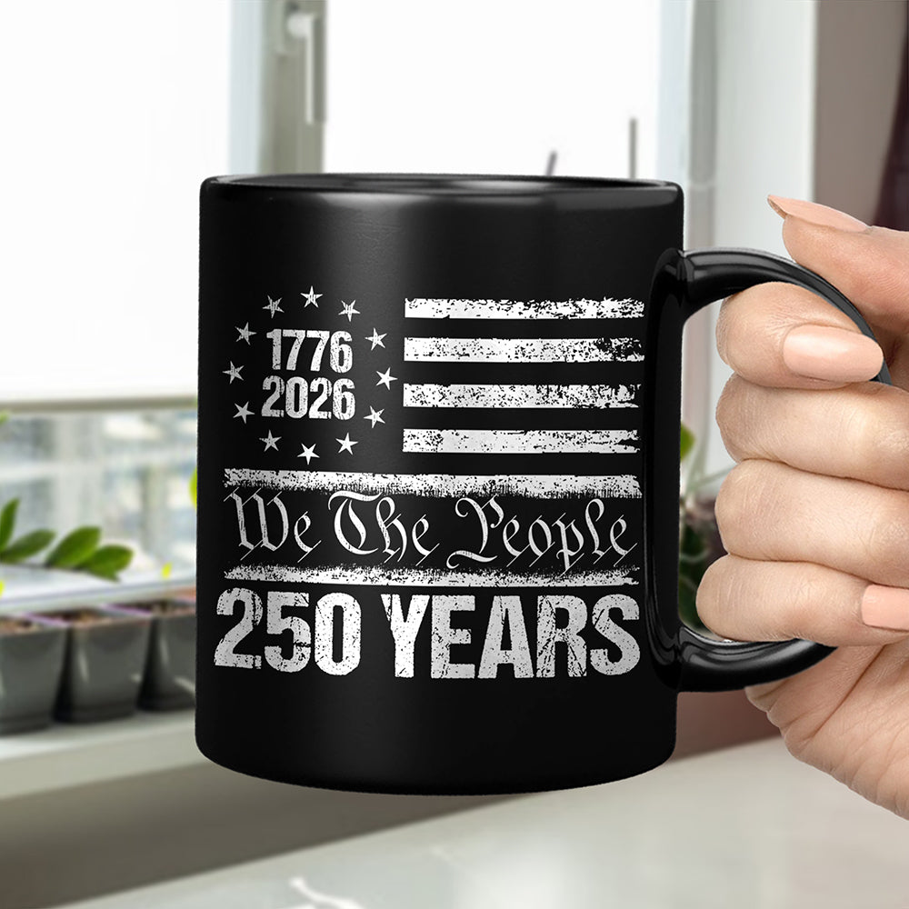 250 Years USA 250th Birthday 1776-2026 Eagle Flag Black Mug HO82 894578