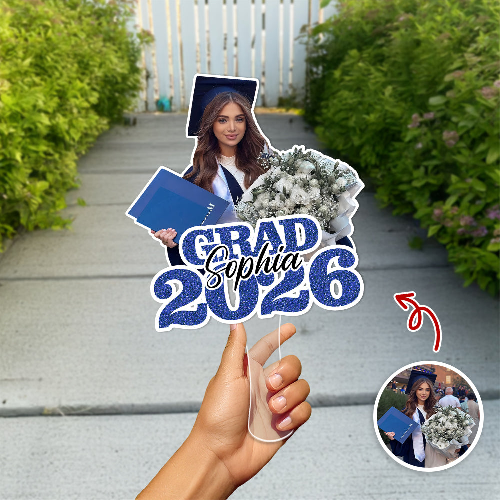 Custom Photo Glitter Graduation Class Of 2026 Face Fan - Graduation Gift LM32 899139