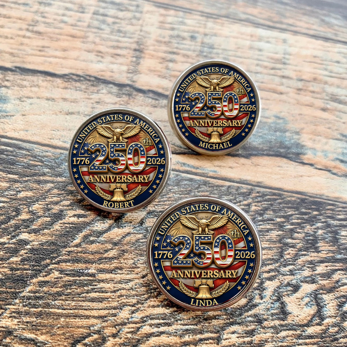 Custom Name American 250 Years Of Freedom Anniversary 1776-2026 Eagle Lapel Pin LM32 899565