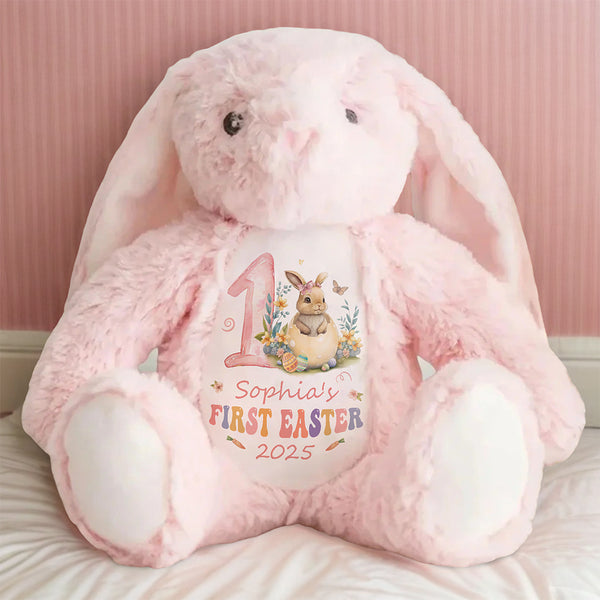A Bunny Hug Is The Best Hug - Family Personalized Custom Easter Bunny Plush - Easter Gift For Family Members