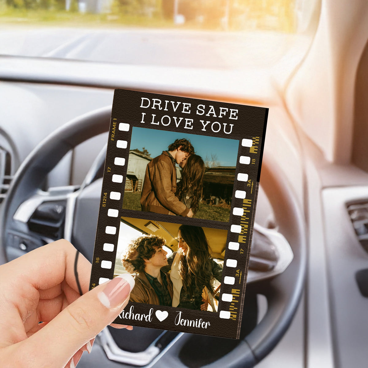 Custom Photo Drive Safe, I Love You Personalized Wooden Car Visor Clip HA75 898938