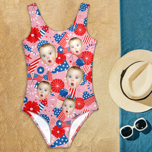 Personalized Funny Face America Flag Swimsuit Independence Day Party Gift CH07 895874