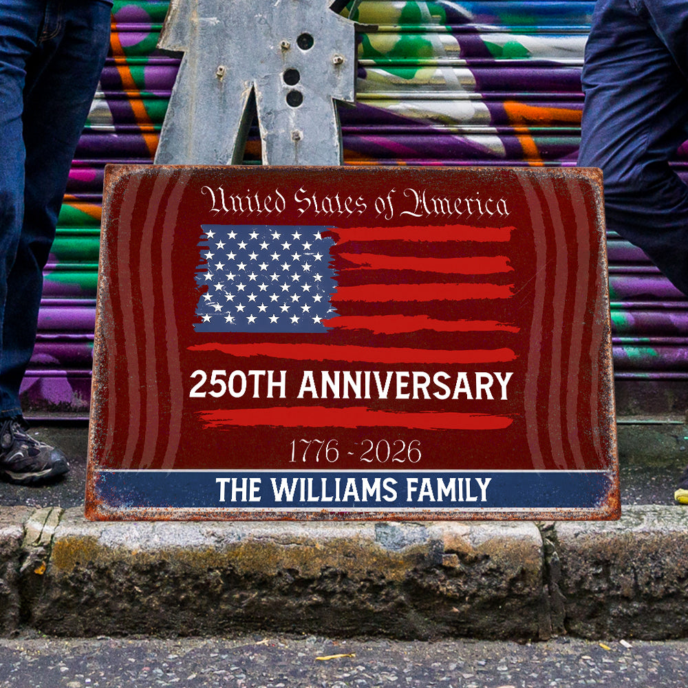 Custom Family Name USA 250th Anniversary Metal Sign HA75 920122