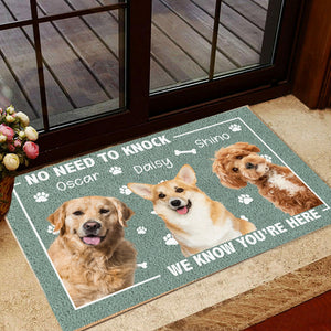 Custom Photo No Need To Knock, We Know You're Here Doormat For Dog Cat Lovers HA75 891936