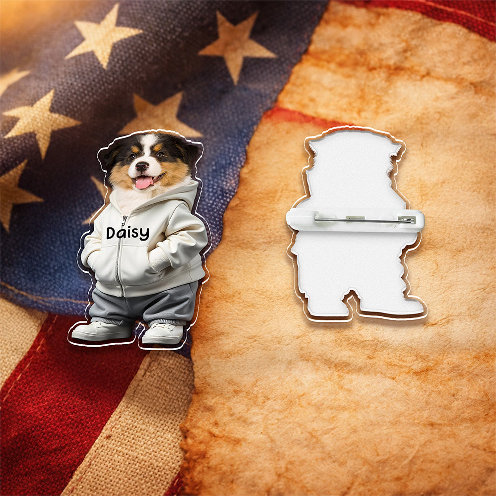 Custom Face Cute Dog Acrylic Pin For Dog Dad Dog Mom CH07 911074