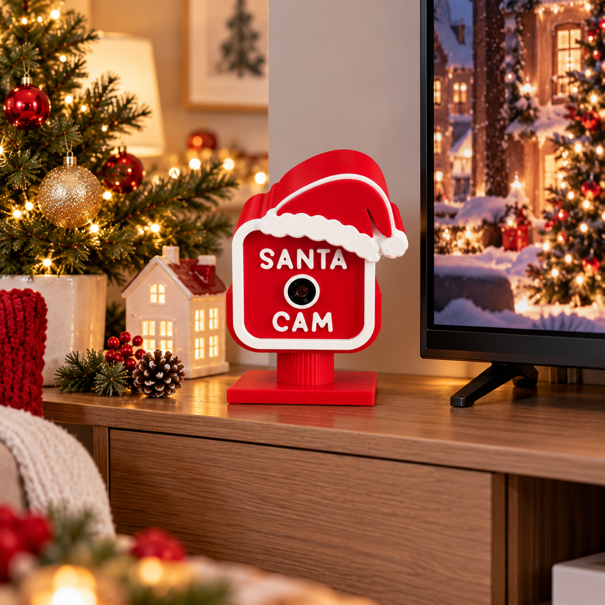 Personalized Santa Cam Christmas Decoration, 3D Printed Santa Camera, Christmas Holiday Decor Gift HA75 922134