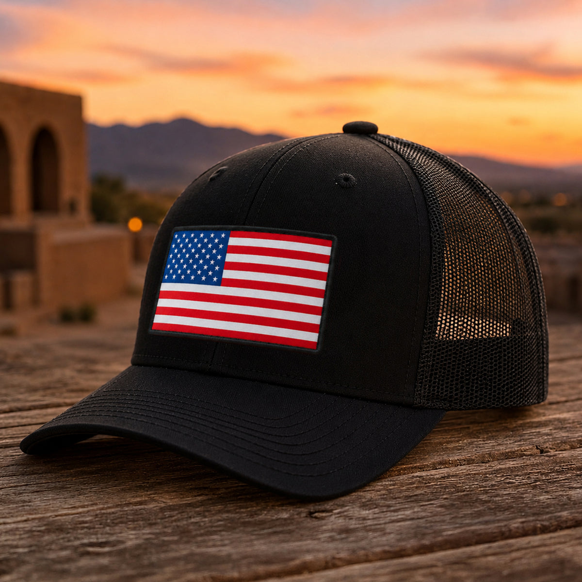 Patriotic American Flag Embroidered Trucker Hat HO82 902880