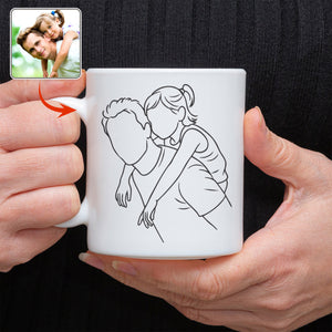 Custom Photo Dad With Kid Drawing Style Mug HO82 894202