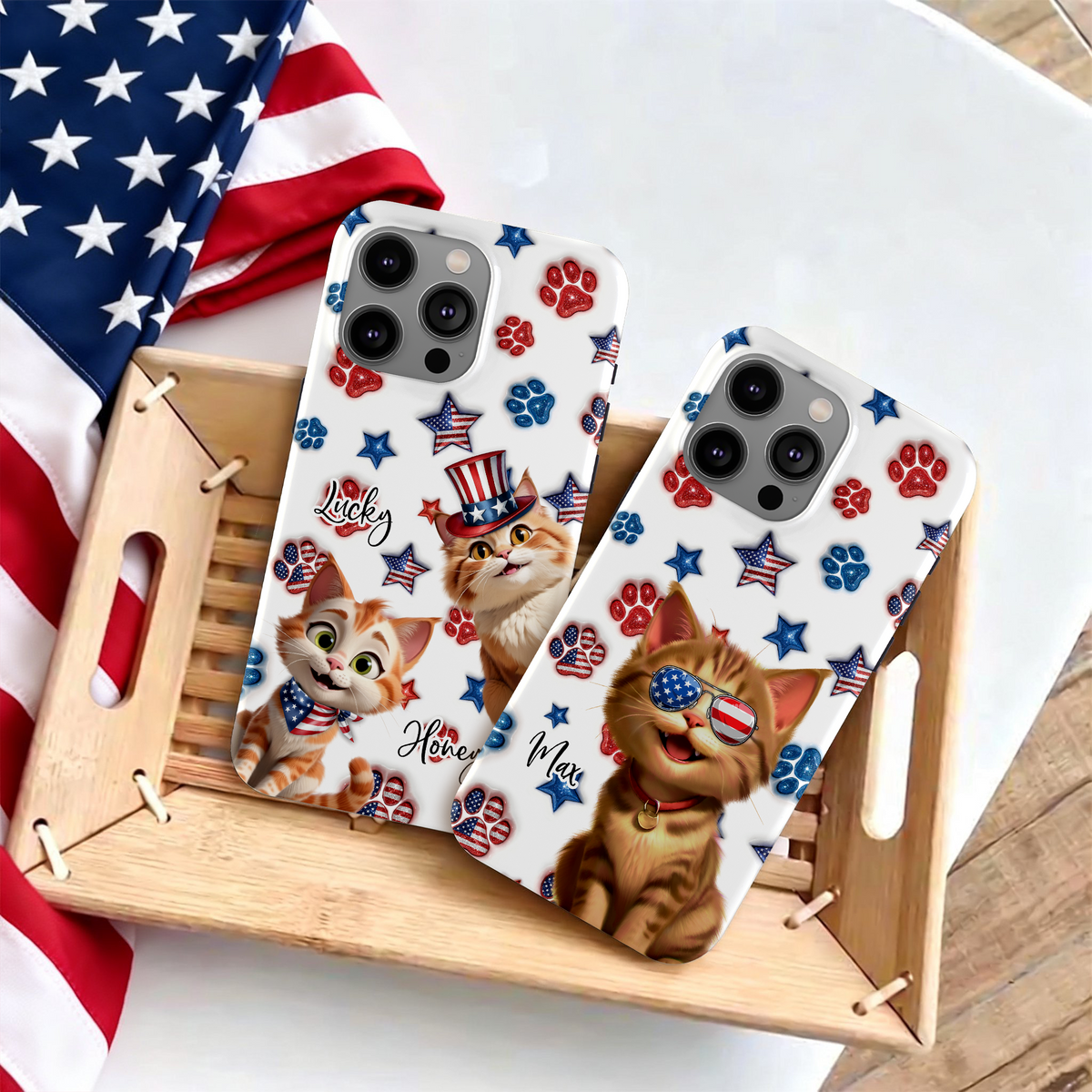Custom 3D Cat US Flag Personalized Phone Case HA75 920322