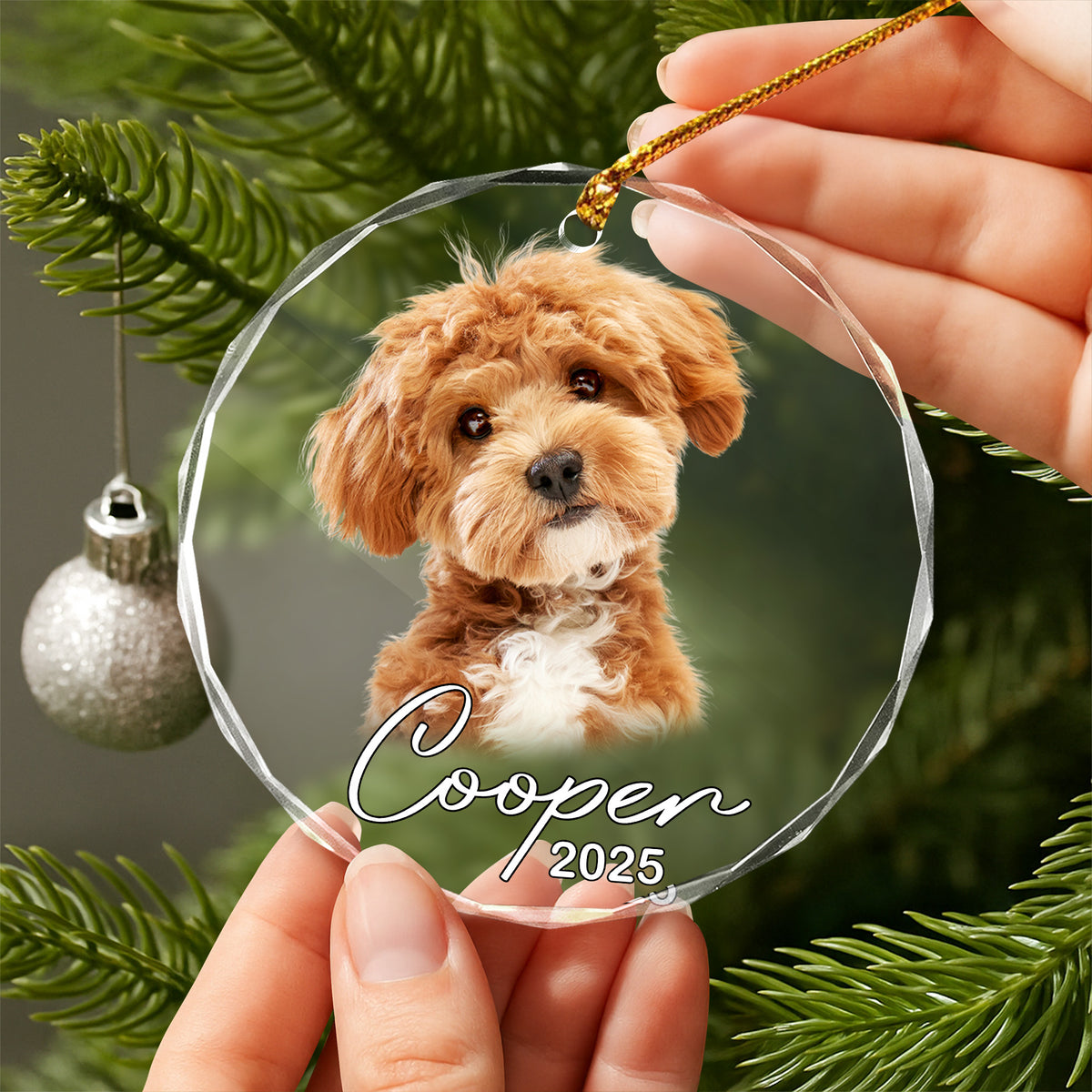 Custom Pet Photo Christmas Glass Ornament Gift For Pet Lovers TH10 894775
