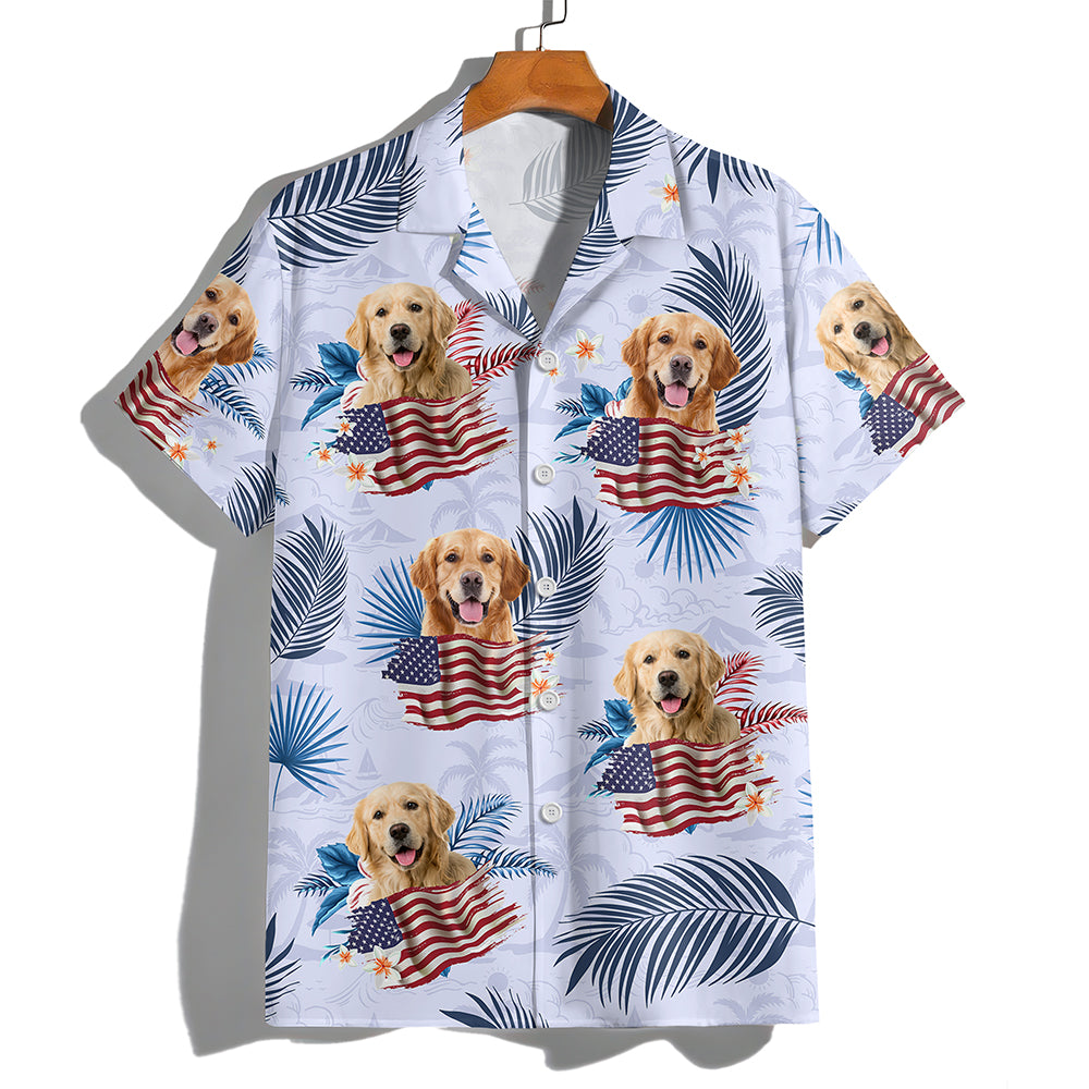 Custom Photo Dog Cat America Flag Hawaiian Shirt HA75 892540