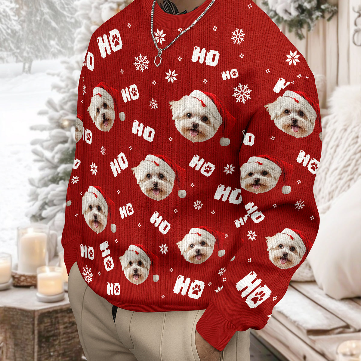 Custom Funny Dog Photo Christmas Ugly Sweater Personalized Gift For Dog Lover CH07 896672