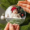 Custom Photo Baby's First Christmas Glass Ornament, New Baby Gift, Newborn Christmas Gift HA75 919146