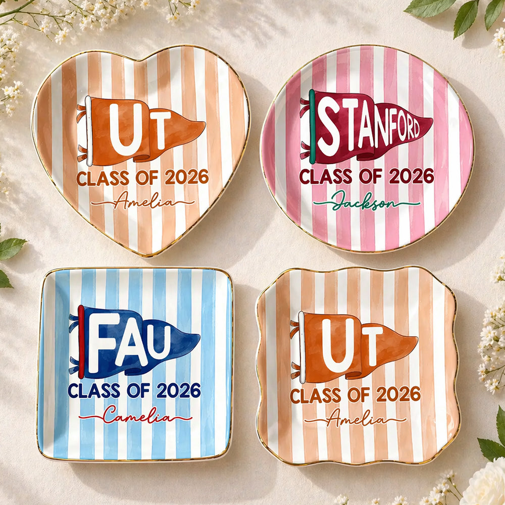 Custom School Pennant Flag Ring Dish - Graduation Gift HO82 902154