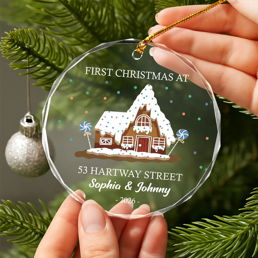 Personalized First Christmas At Glass Ornament, New Homeowner Holiday Decor HO82 903608