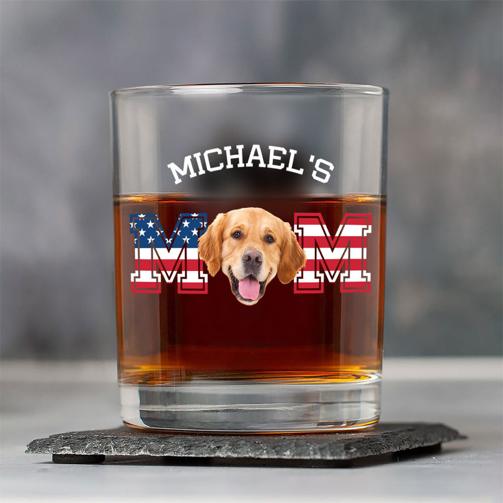 Custom Photo Dog - Dog Dad US Flag Whiskey Glass HA75 892406