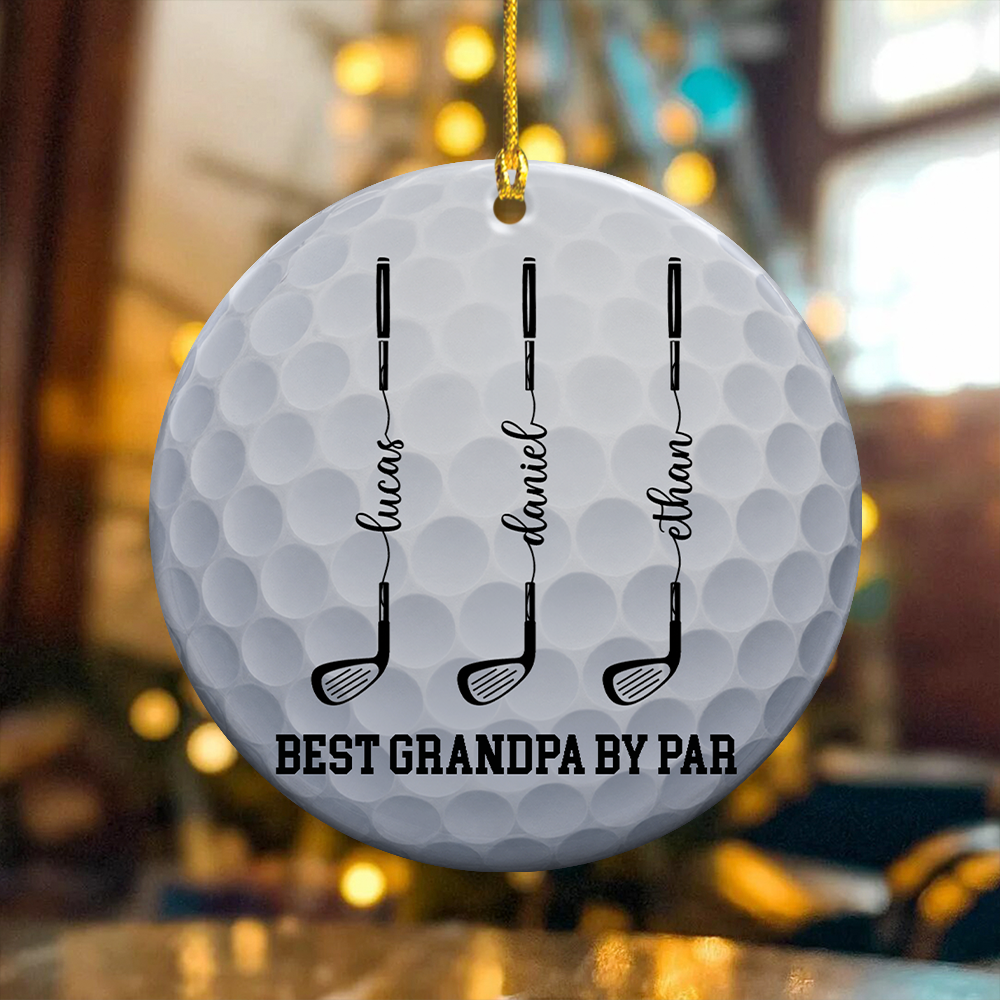 Custom Name Best Grandpa By Par Ceramic Ornament, Personalized Golf Gift For Grandpa HO82 903624