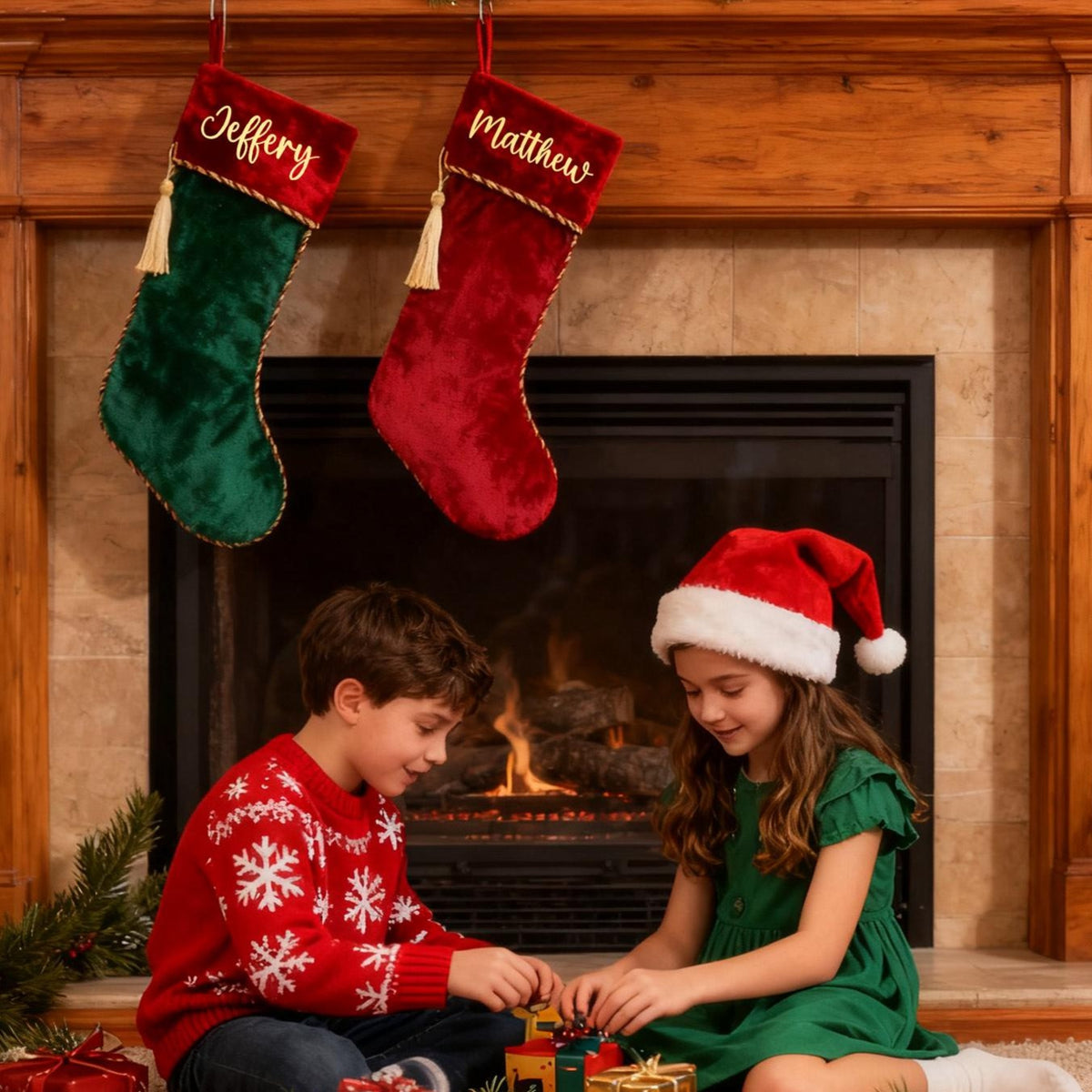 Personalized Velvet Christmas Stockings, Holiday Decorations, Christmas Gift LM32 670271