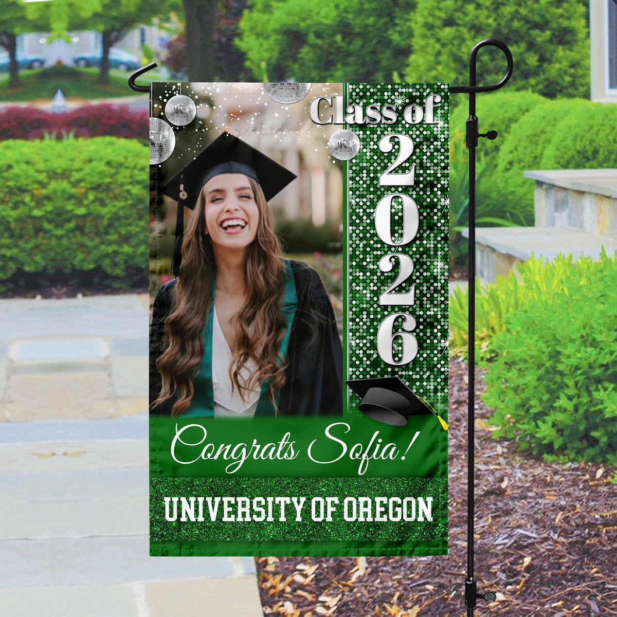 Custom Photo Class Of 2026 Colorful Disco Style Personalized Graduation Garden Flag HA75 920458