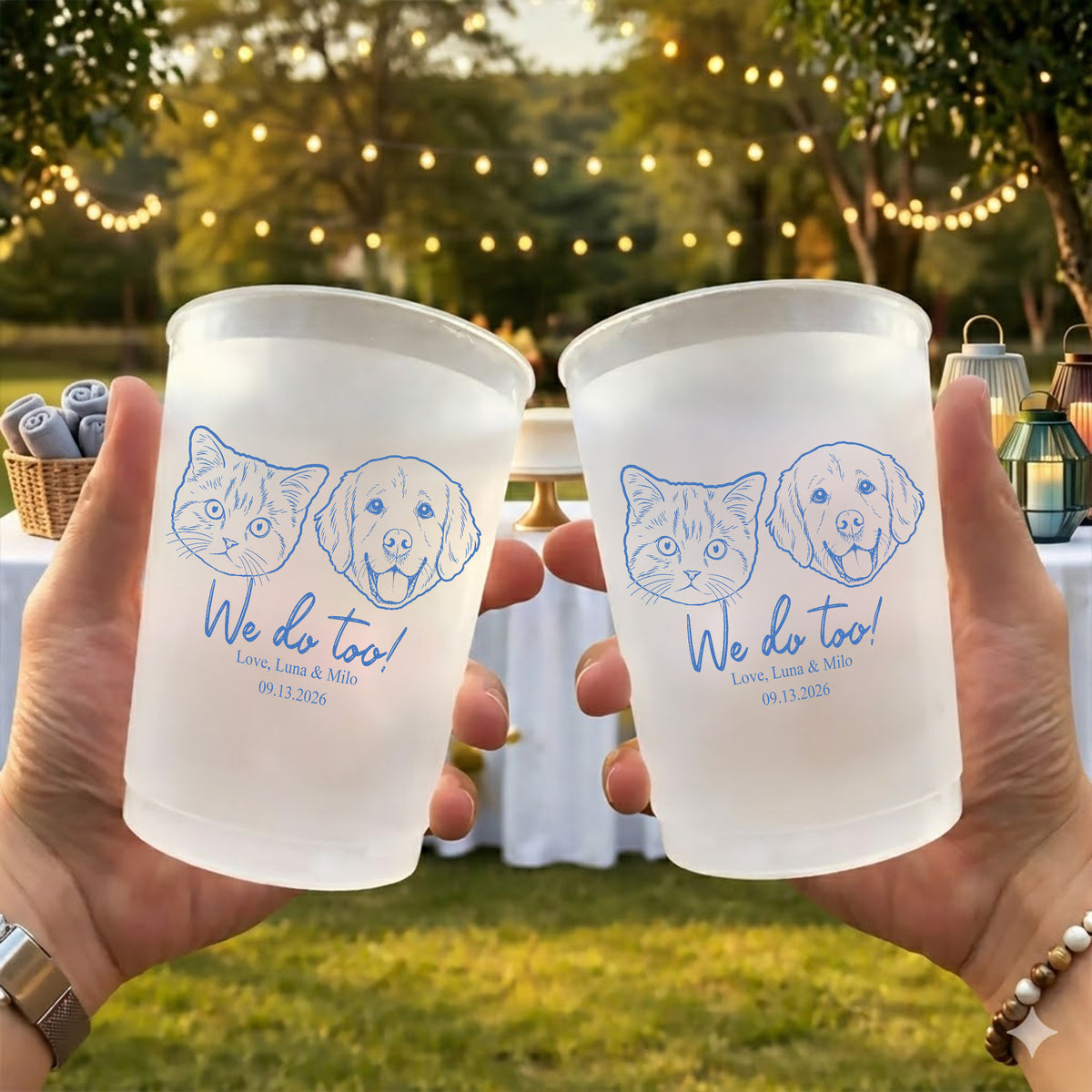 Custom Pet Portrait Wedding Drink Cups Funny Wedding Party Decor Newlywed Gift CH07 911306