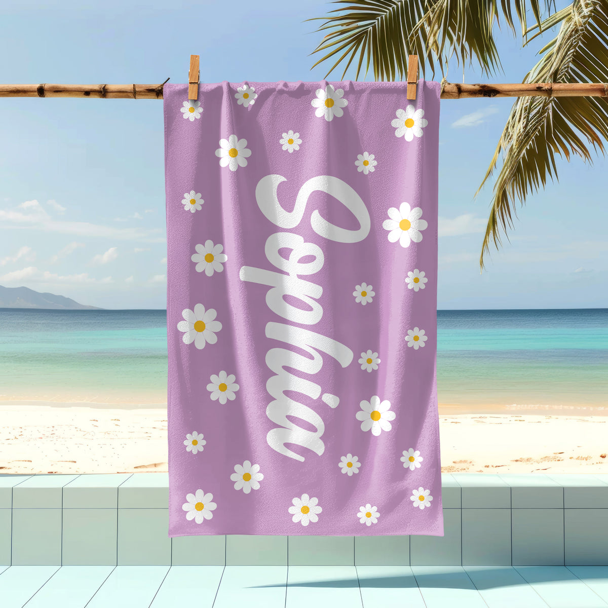 Custom Name Daisy Beach Towel For Summer TH10 894167