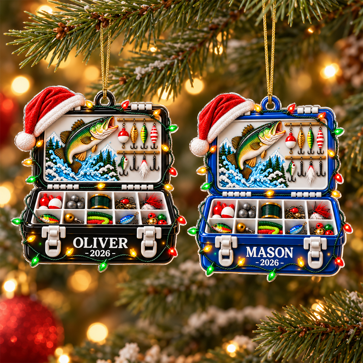 Personalized Fishing Tackle Box 3D Christmas Acrylic Ornament, Custom Acrylic Hanging Decor For Fisherman And Dad CH07 180780