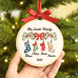 Personalized Family Stocking Embroidery Hoop Ornament TH10 896741