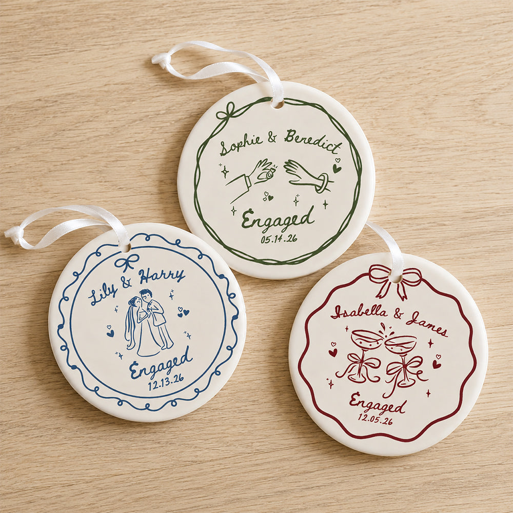 Personalized Engagement Ceramic Ornament Gift for Engaged Couples CH07 180056