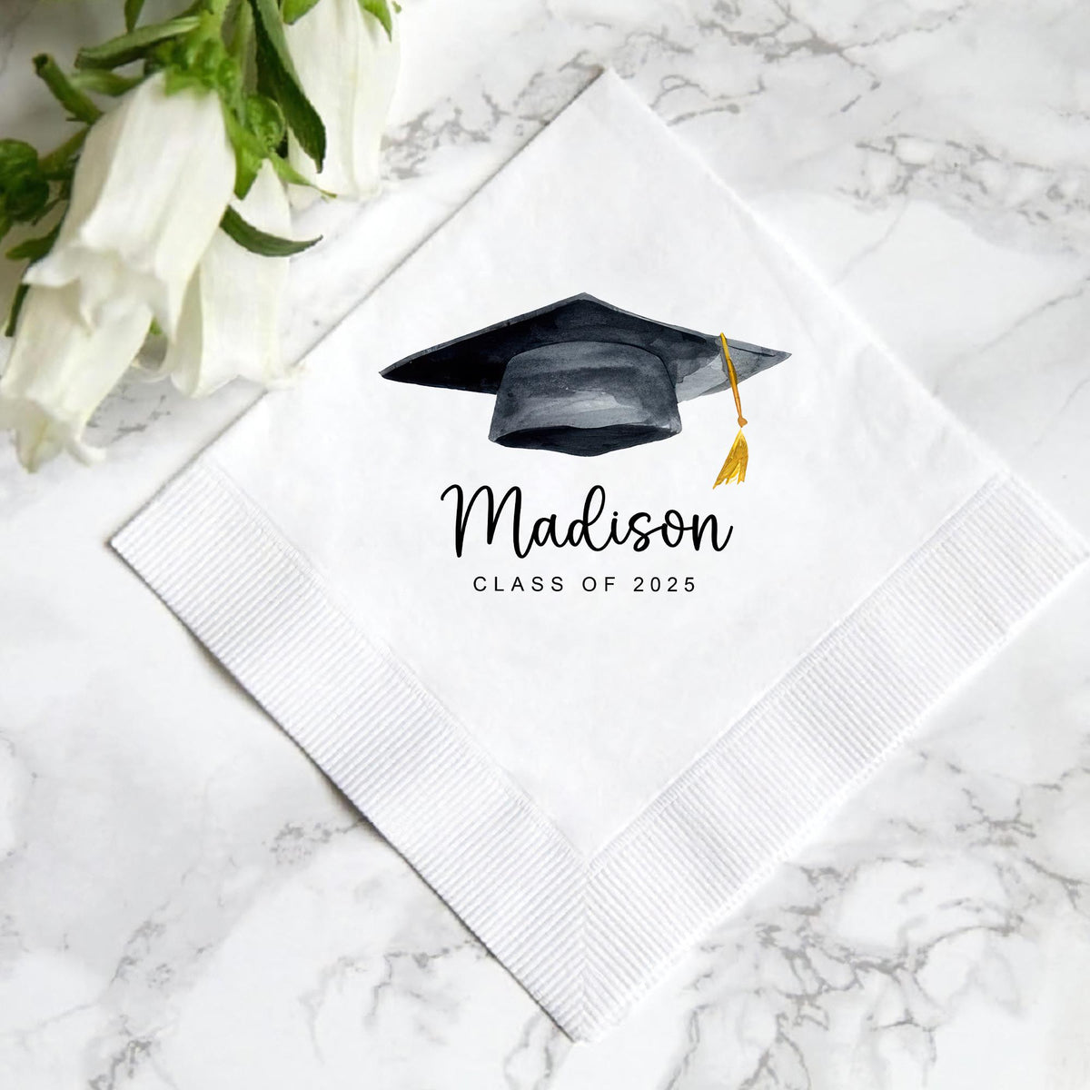 Personalized Graduation Napkins - Class of 2026 Grad Cap Party Beverage Cocktail Napkins LM32 899755