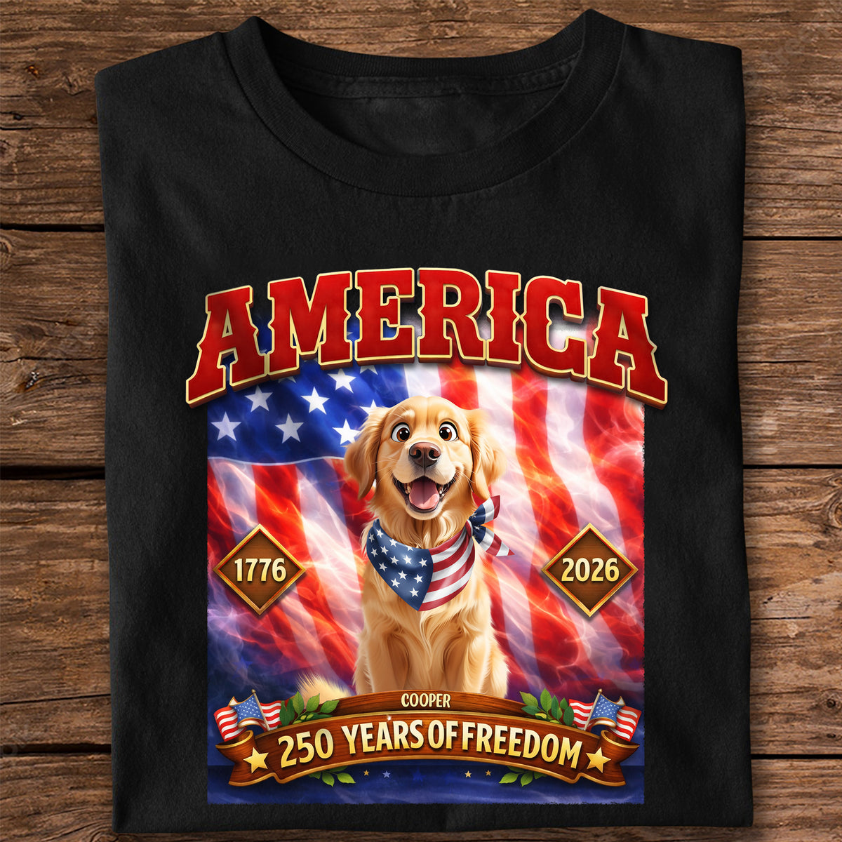 Personalized America 250 Years Of Freedom Dog Dark Shirt HA75 920252