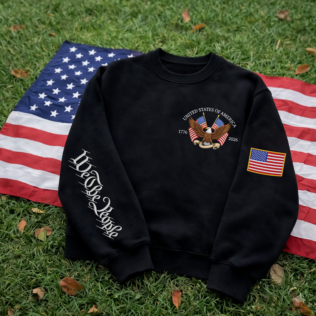 United States Of America 250th Anniversary 1776-2026 Eagle Sleeve Embroidered Sweatshirt LM32 899593