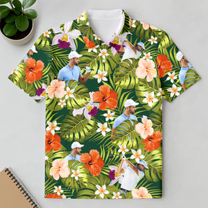 Custom Face Golfer Photo Hawaiian Polo Shirt - Personalized Gift for Golfer LM32 897493