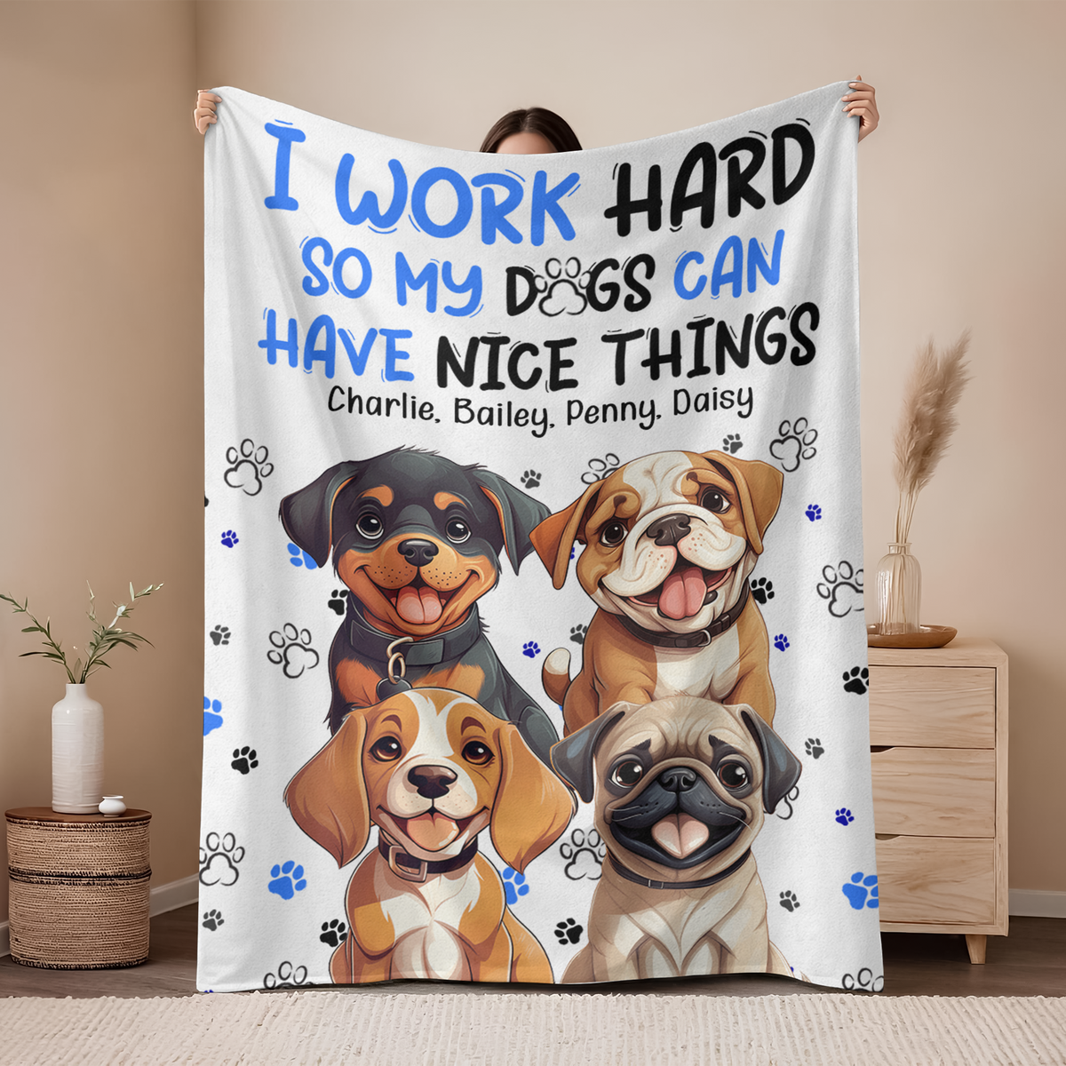 Personalized I Work Hard So My Dog Can Have Nice Things Blanket Gift For Dog Lovers LM32 893199