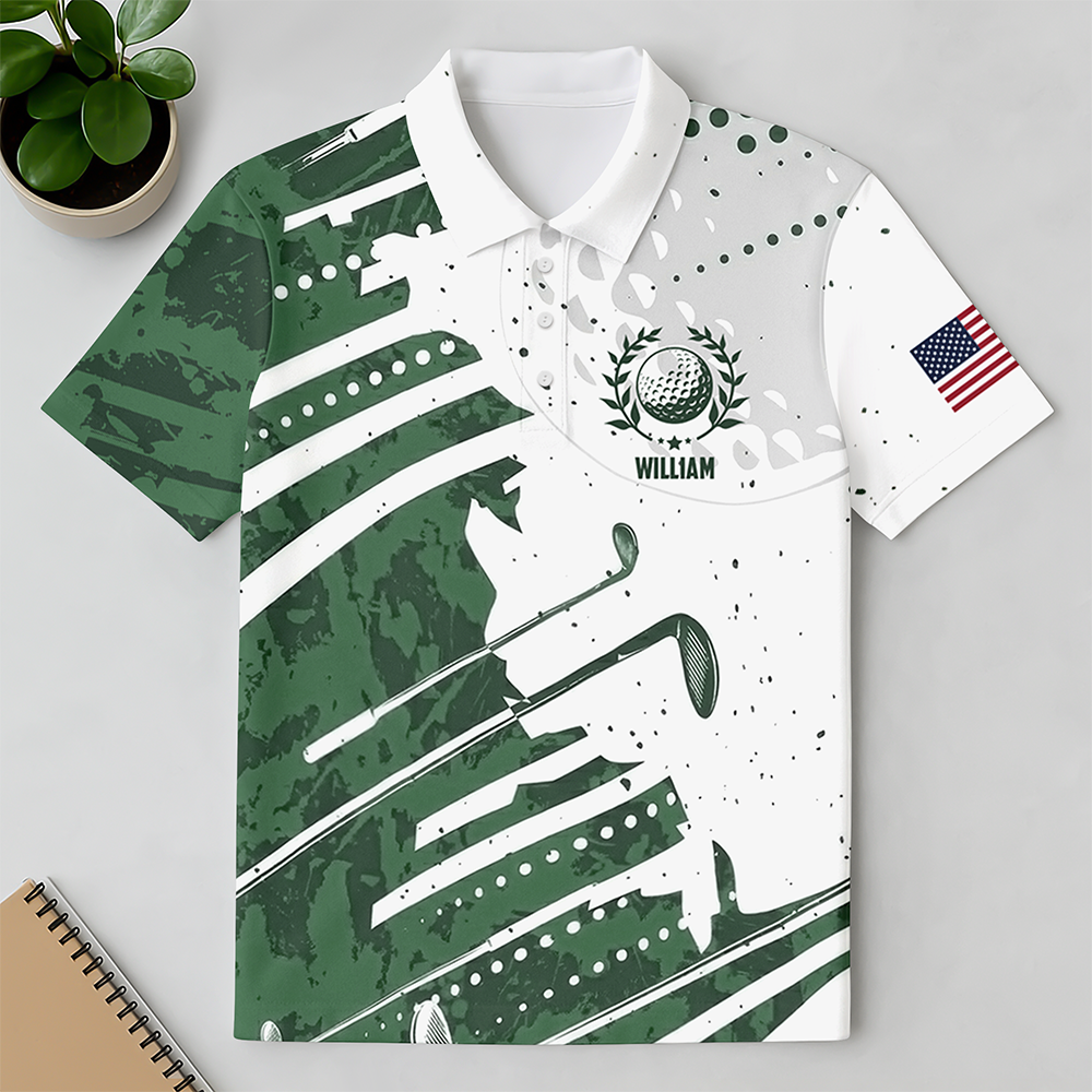 Custom Name Golf Pattern Polo Shirt Gift for Golf Lovers HA75 921130