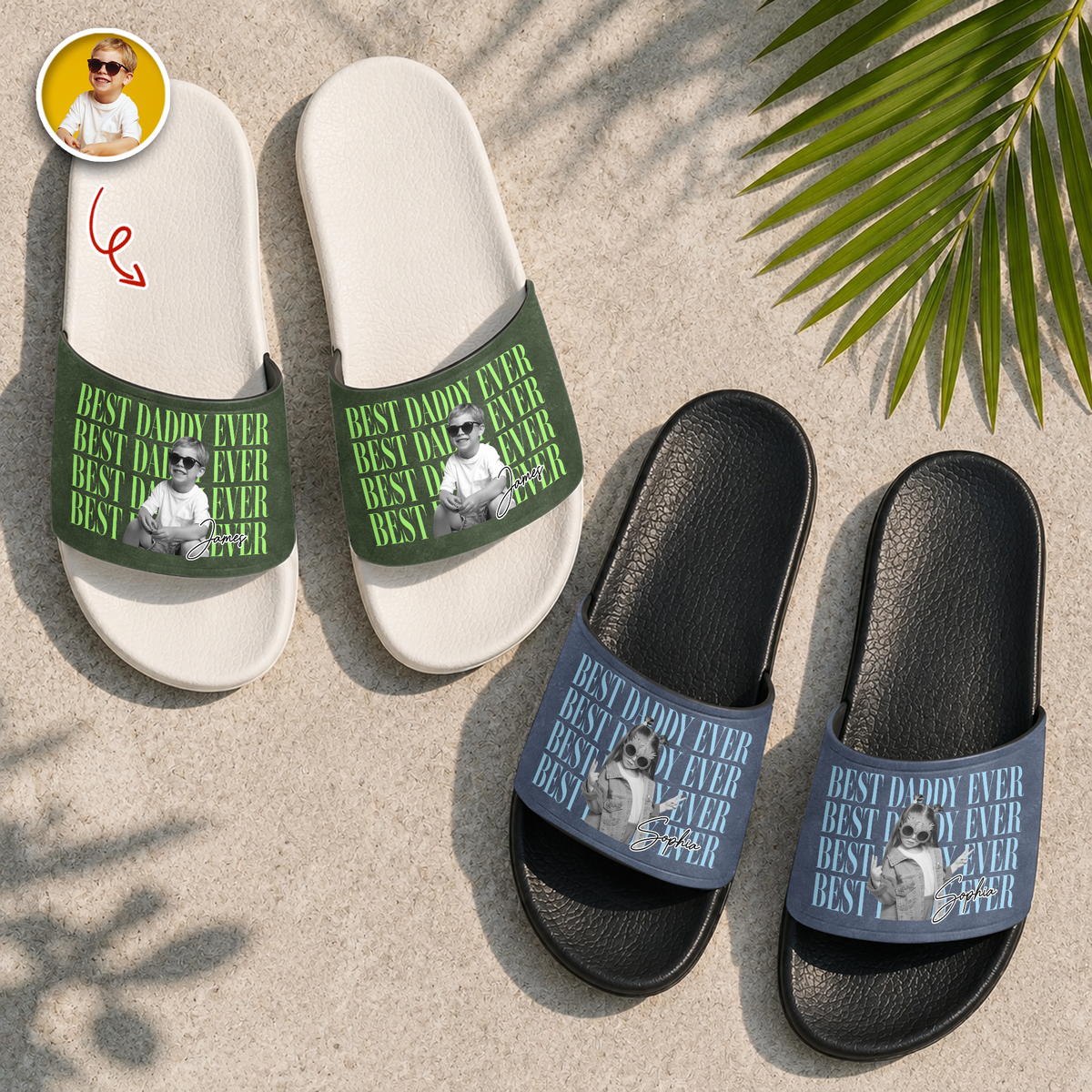 Personalized Vintage Photo Best Dad Mom Ever Slide Sandals CH07 911668