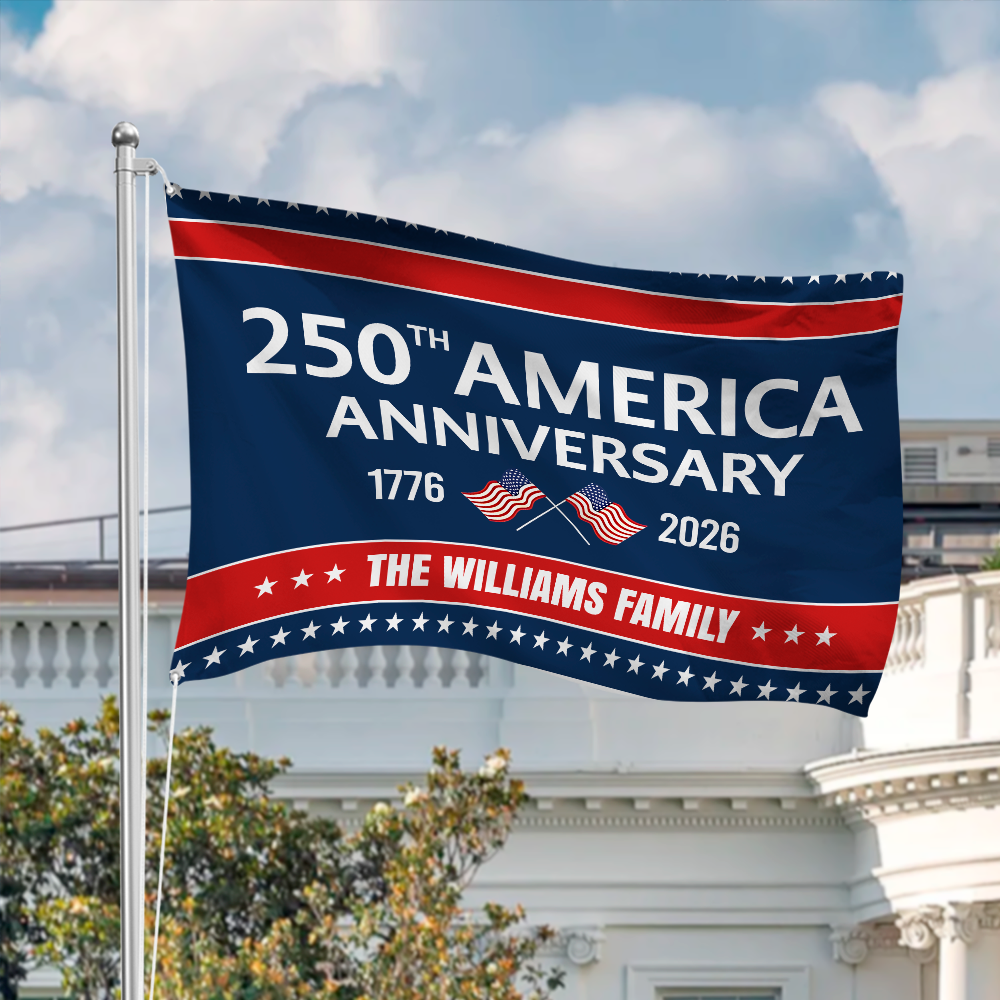 Custom Family Name 250th Anniversary 1776-2026 America Banner House Flag HA75 920342