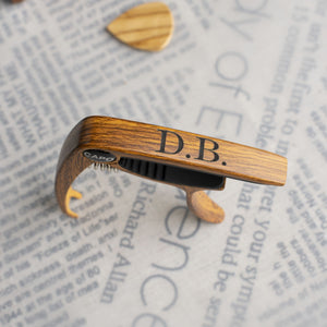 Personalized Metal Guitar Capo with Wood Grain, Custom Message, Engraved Guitar Pick, Birthday Gift, Fathers days Gift for Guitarists LM32 897585